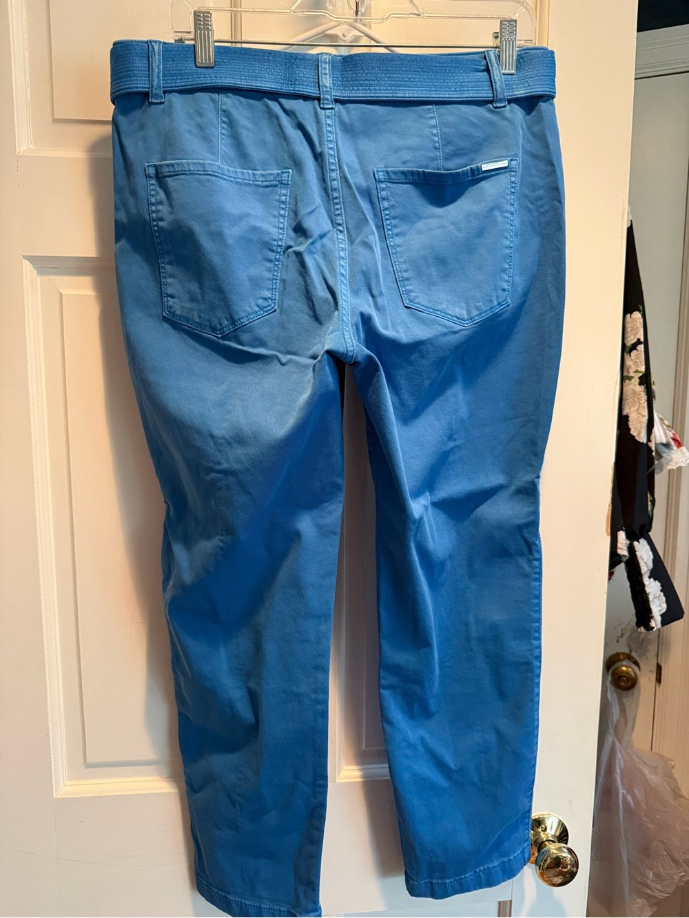 White House Black Market Blue High-Rise Straight Crop Pants - Picture 3 of 3